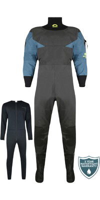 2024 Typhoon Hypercurve 4 Back Zip Drysuit with Socks & Underfleece 100170 - Teal / Grey